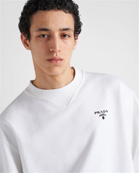 prada comics print sweatshirt|White/white Printed Cotton Fleece Sweatshirt .